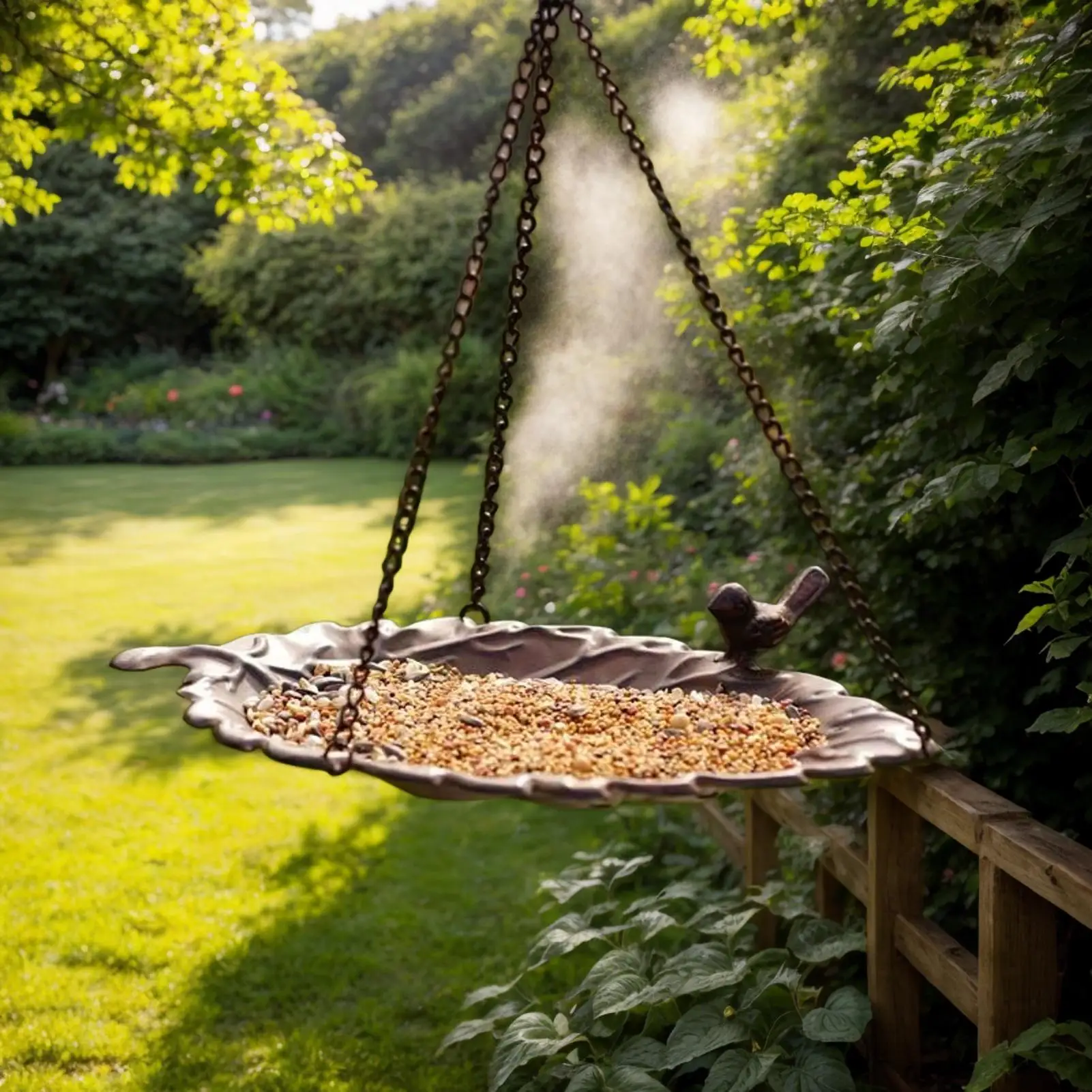 

Hangable Bird Feeder Bowl Garden Bird Bath Tray Hummingbird Water Feeding Bowl with Chains for Backyard Tree Yard