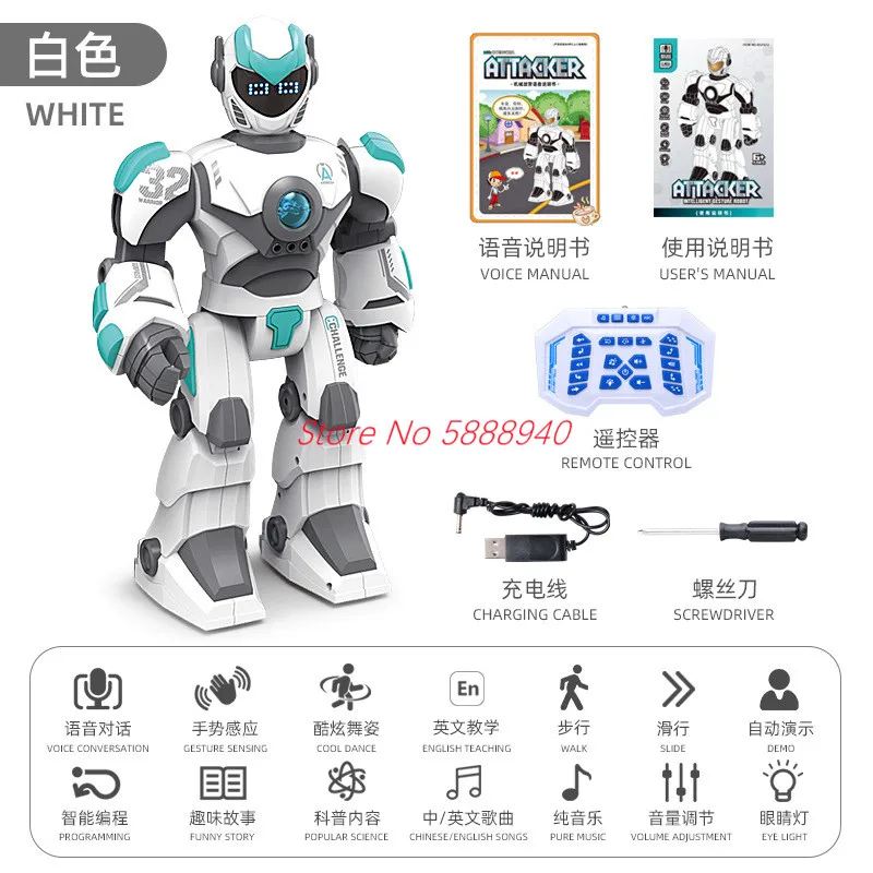 40CM Large Smart Voice Dialogue RC Robot 2.4G Gesture Sensing Programming Sing Dancing 3 Remote Control Modes Robot Kids Gift