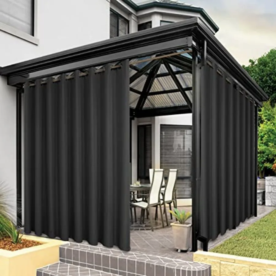 

Wide Waterproof Outdoor Curtains for Patio Heavy Privacy Light Filtering Grommet Outside Curtains for Porch, Pergola, Gazebo, 1