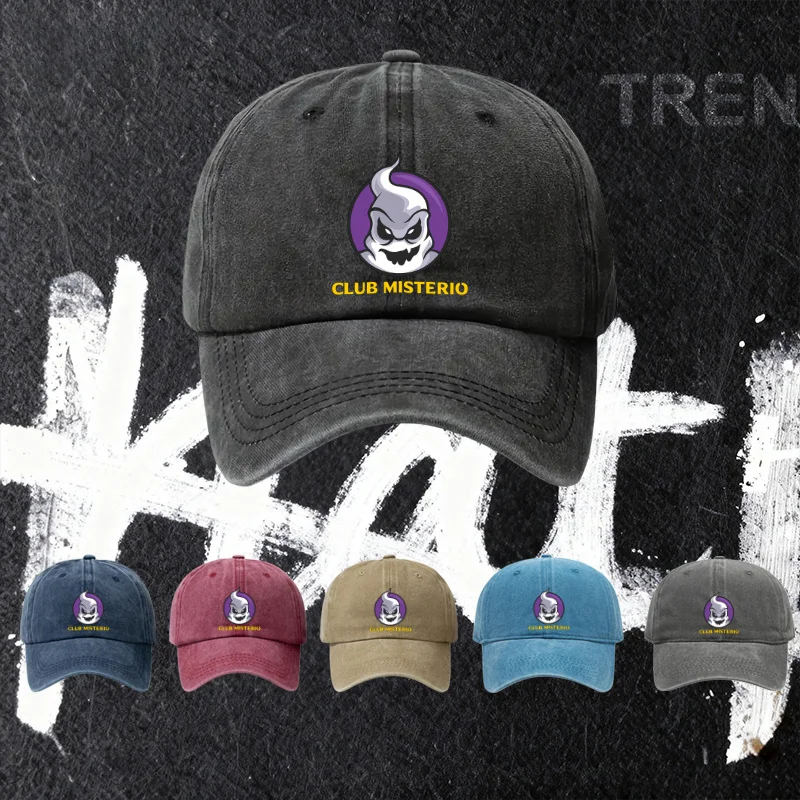 1 unidad, gorra de béisbol ajustable con diseño de "Misterio Ghost", sombrero ligero para mujer con estampado artesanal, sombrero de moda para mujer de "Misterio Club Trendy Pri