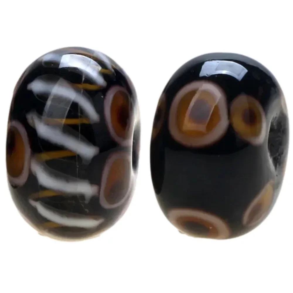 

2PC 14MM Black Brown Oval Handmade Lampwork Glass Beads For Charm Bracelets/Earring/Necklace DIY Jewelry Making Accessories