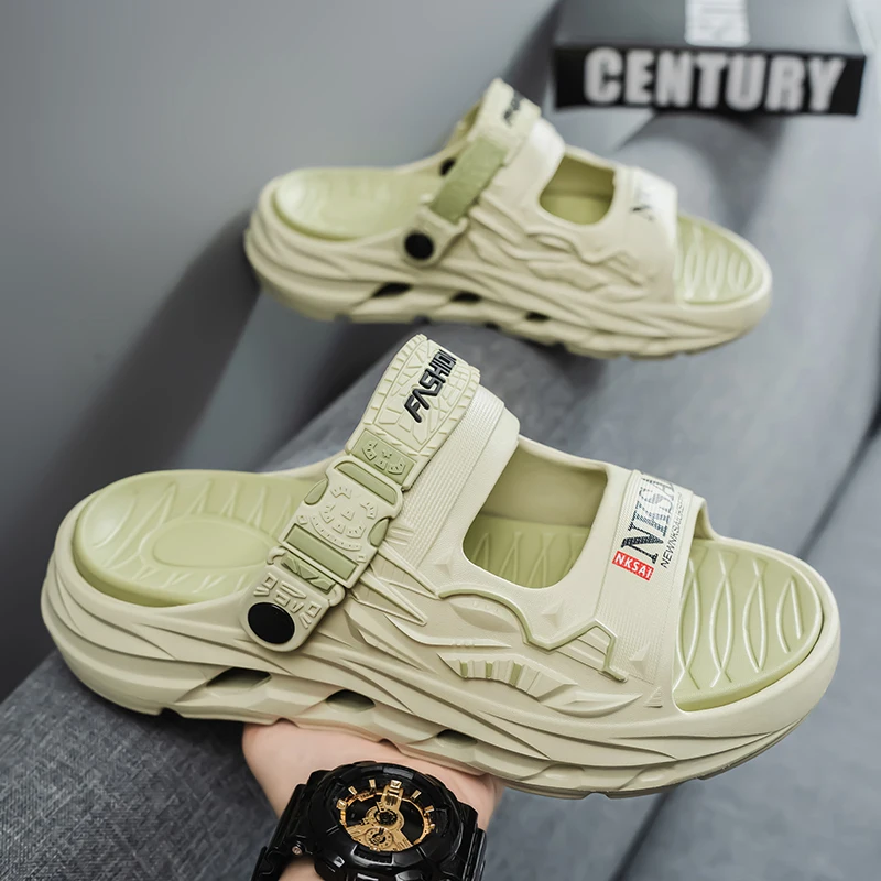 

Летние уличные противоскользящие мужские тапочки Thi Bot, двусторонние сандалии для пляжного побережья, молодежные модные шлепанцы, тапочки из ЭВА на плоской подошве