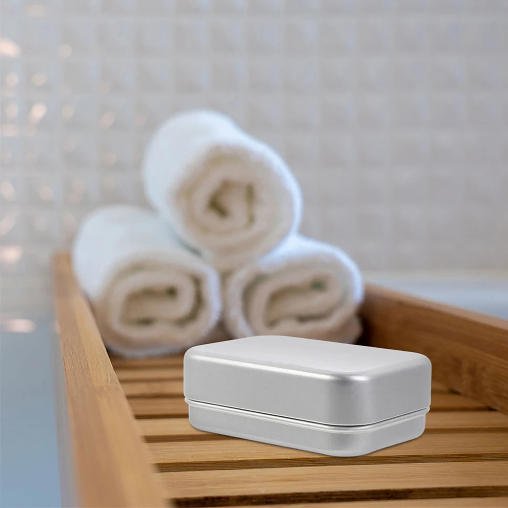 

2Pcs Large Tin Soap Bar Case Stainless Steel Containers With Lids Soap Dish Drainage Double Layer Holder Lid Metal Tin Container