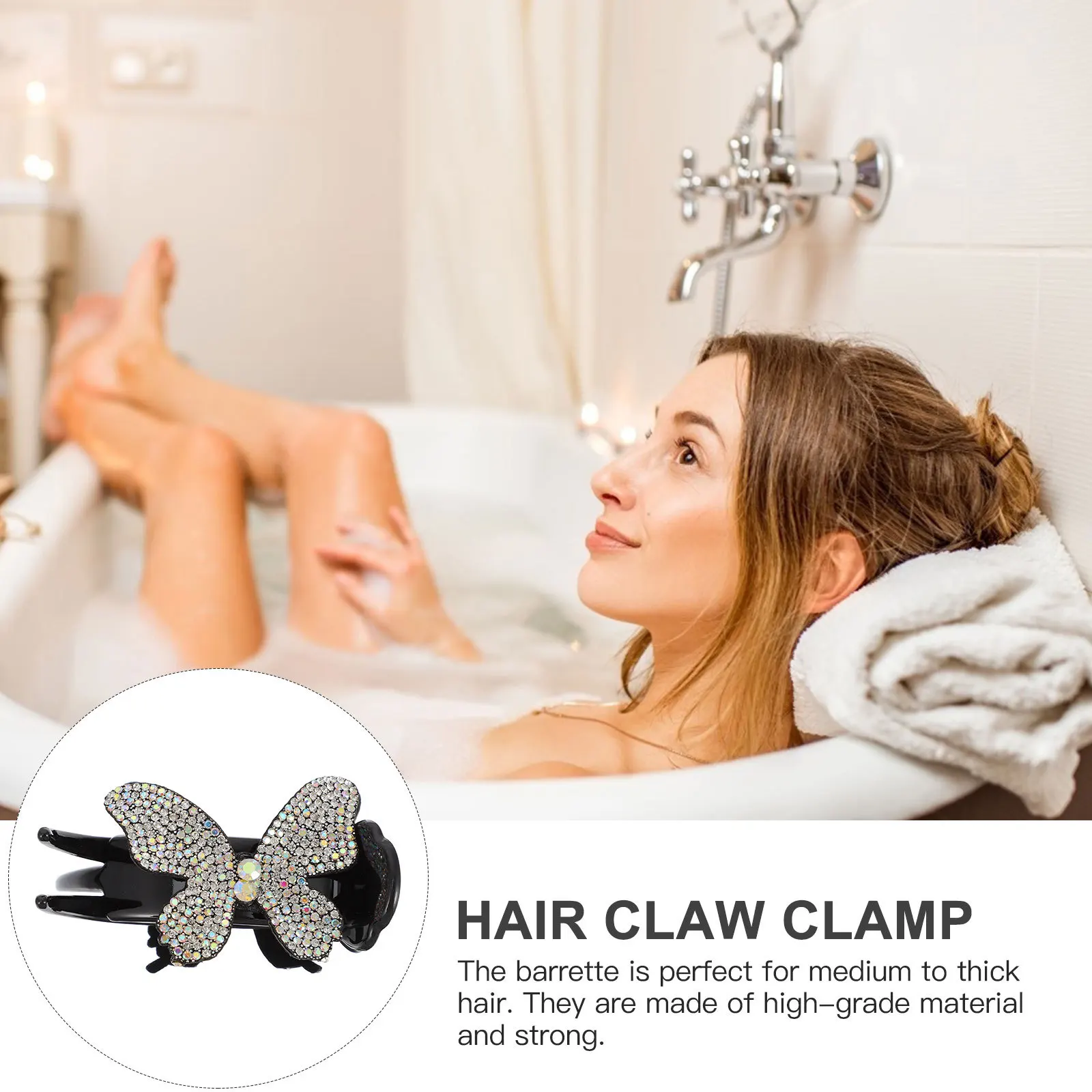 

Зажим для волос со стразами, сильная фиксация для волос средней толщины, повседневная одежда, вечерние, свадебные, зажим для когтей, инструмент для женщин и девочек