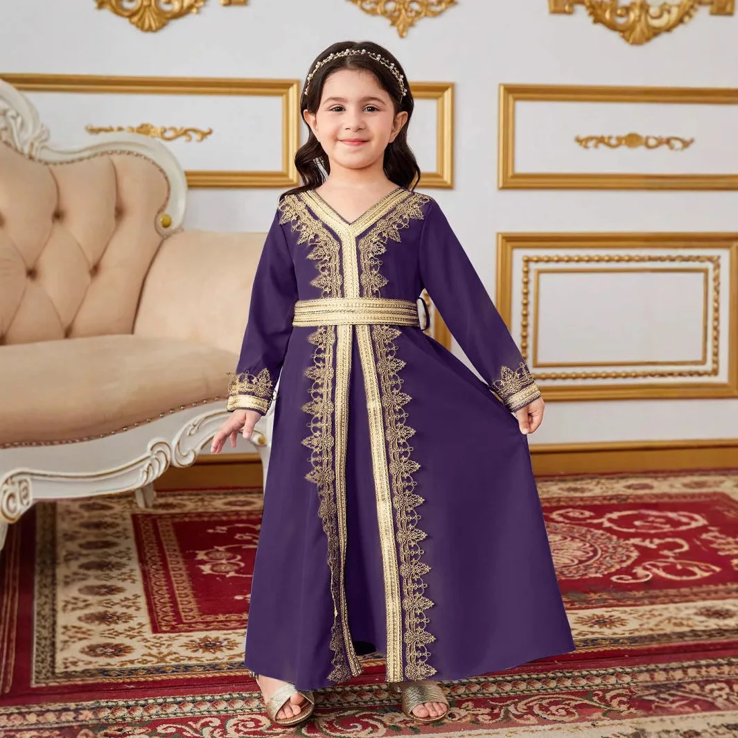 open lace back dress Pulcykp Muslim Women Dress Abaya Morocco Caftan Dubai Lace-Up Big Swing  Party Kaftan Solid Dresses Dark Brown S at Amazon Women's Clothing store main image 1