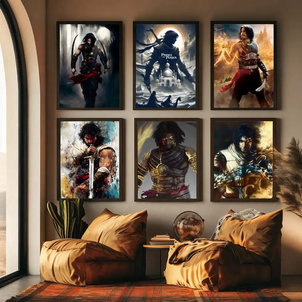 Game P-Prince O-Of Persia Painting Calligraphy High-Quality Cotton Canvas Poster Wall Art for Living Room Coffee House Decor