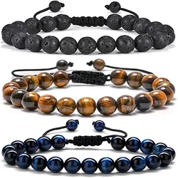 Fashion men's bracelet stone tiger's eye woven bracelet essential oil aromatherapy beads