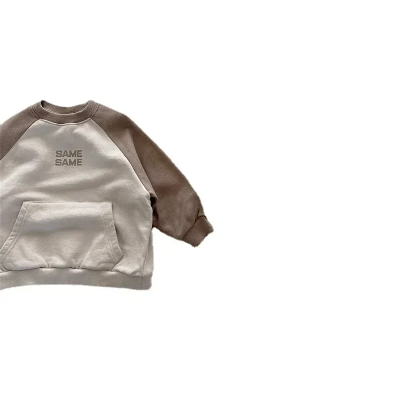 6902-1 مجموعة ملابس الأطفال الخريف والشتاء جديد الصبي دعوى اللون مطابقة تيري سترة السراويل بدلة عادية قطعتين