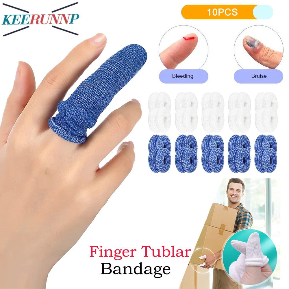 10Pcs Finger Bandage Finger Roll Cots Finger Protector First  Aid Tubular Bandages Finger Sleeves for Finger Sprains Swelling