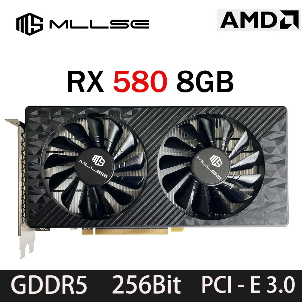 Karta graficzna gamingowa MLLSE AMD RX 580 8GB 2048SP GDDR5 256Bit PCI-E 3.0 ×16 8Pin Radeon GPU Rx 580 Karta wideo Placa De Video