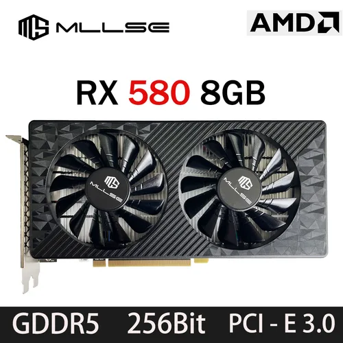 Imagen 1 del producto MLLSE AMD RX 580 8GB 2048SP Tarjeta gráfica para juegos GDDR5 256Bit PCI-E 3,0 × 16 8Pin Radeon GPU Rx 580 Tarjeta De vídeo Placa De vídeo