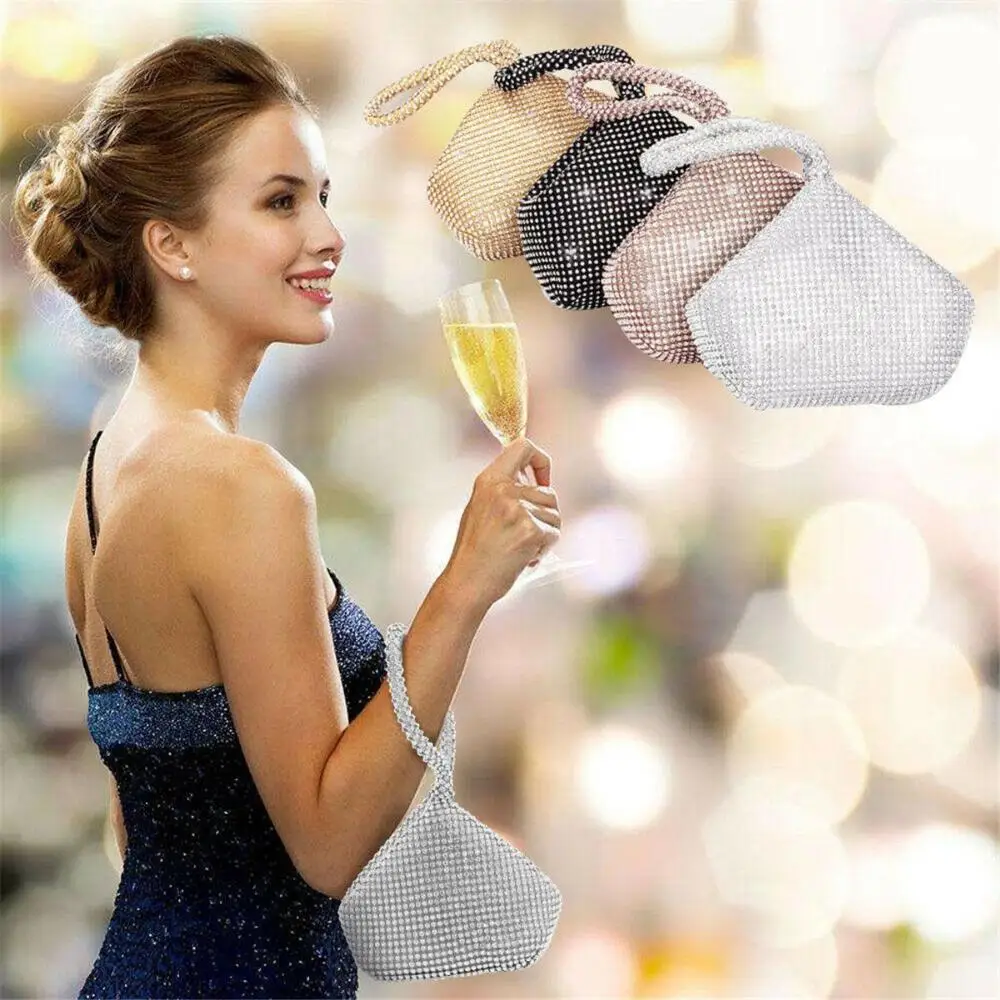 Fashion Gift Party Wedding Prom Pouch Triangle Clutch Purse Crystal Bag Diamant Evening Bag