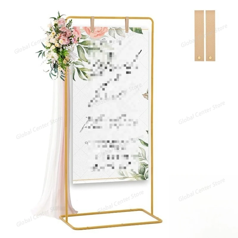 

Напольная подставка для таблички с приветствием с двумя кожаными ремнями, держатель для свадебных табличек, для детских и свадебных вечеринок, дней рождения, выпускных