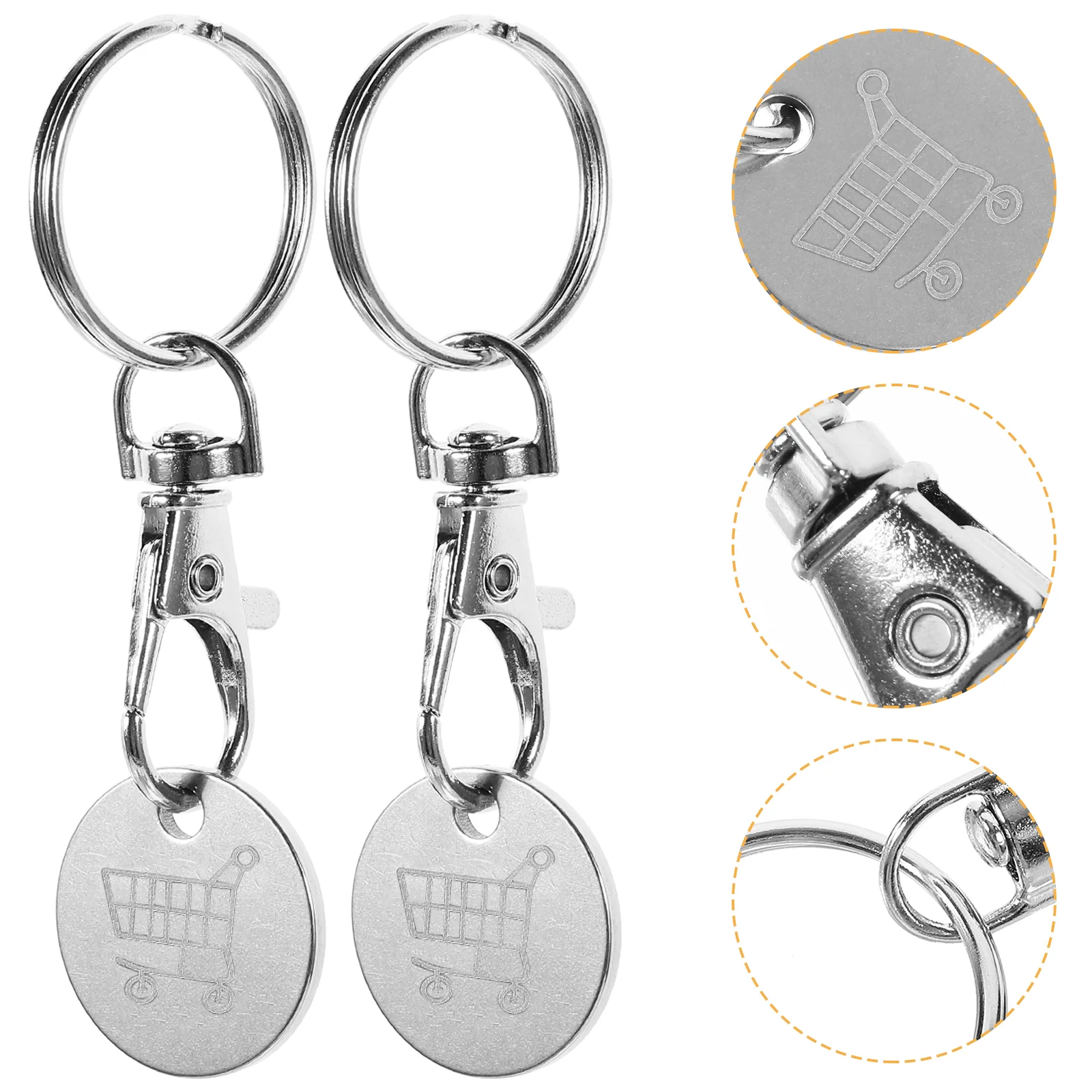 Shopping Tokens Key Ring Cart Keyring Pendant Decorate Stainless Steel Insert Keychain