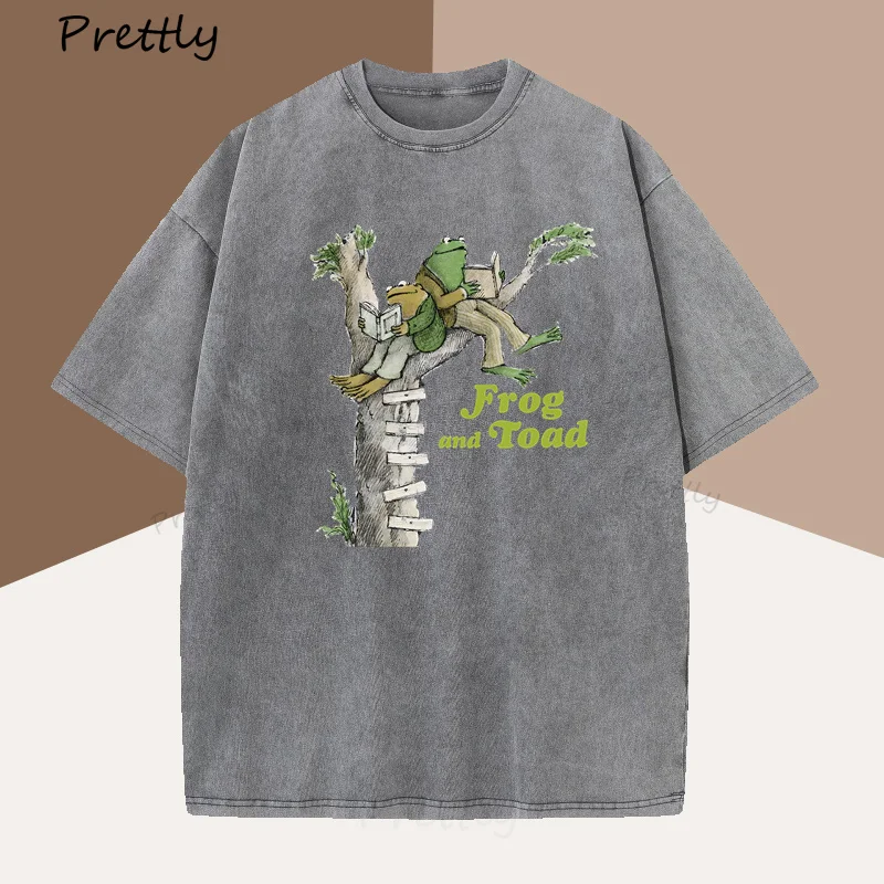 Frog and Toad T Shirt Women Men Classic Book Lover T-shirt Funny Woman Clothing Cottagecore Tee Casual Cotton Vintage Clothing