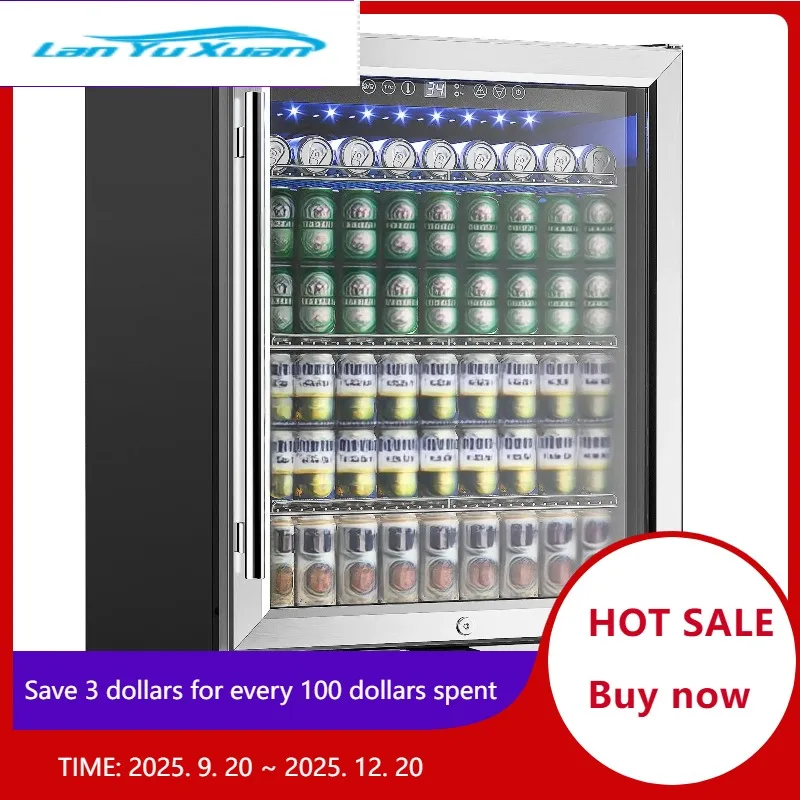 

Beverage Refrigerator 24Inch 180 Can Built-in Beverage Cooler Under Counter Beer Fridge Soda Water Wine For Kitchen Bar Office