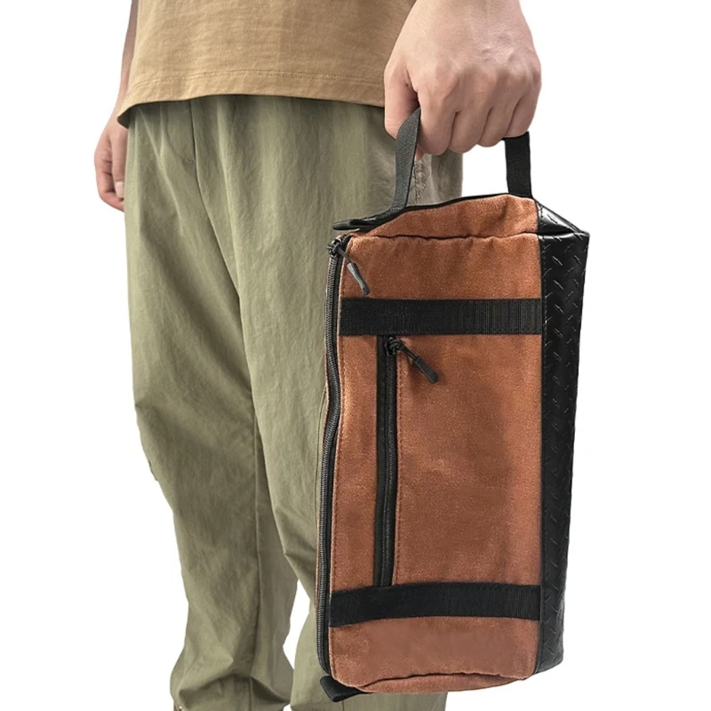 추가 대형 불침투성 작업 가방 플래너 장비 아트 기어 야외 퀘스트용 광택 처리된 직물 PVC 라이닝