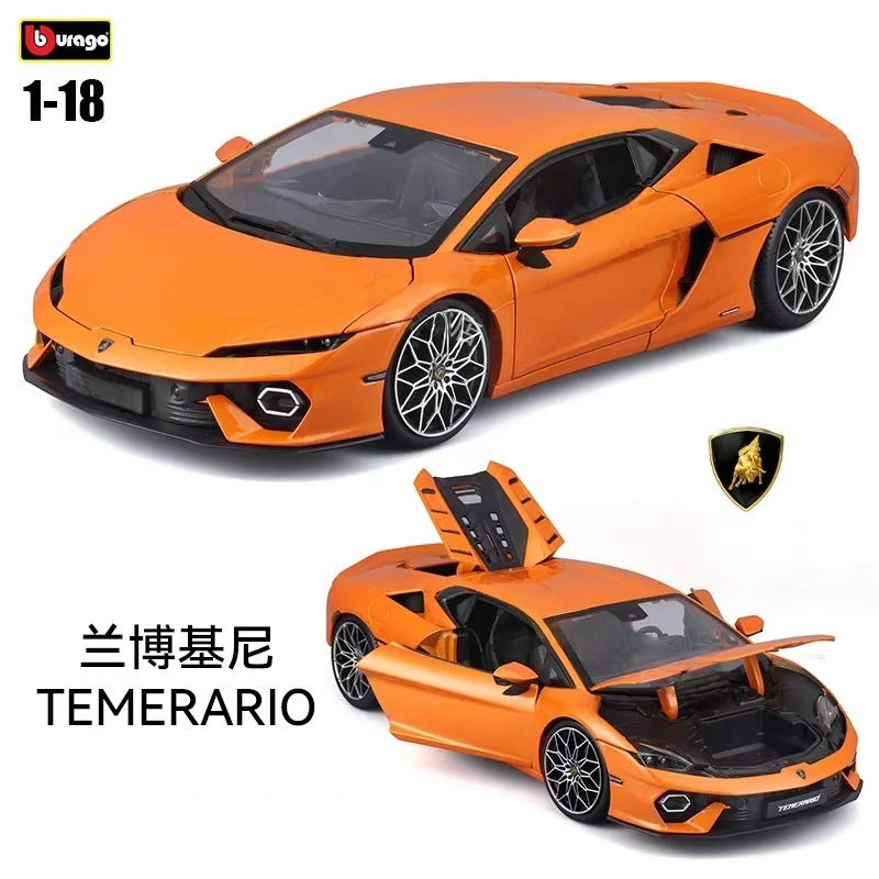 

В наличии Bburago 1:18 Lamborghini Temerario Суперкар Модель автомобиля Литой под давлением сплав Игрушки для мальчиков Автомобили Литые игрушки Коллекционные детские автомобили