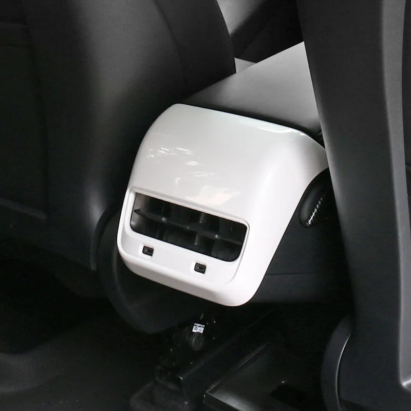 

For Tesla Model 3 Y Carbon Fiber ABS Rear Air Vent Outlet Cover Trim Anti-scratch Car Accessories USB hole Cover 1PC