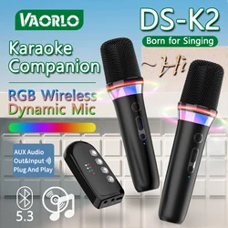 DS-K2 Karaoke Companion Bluetooth 5.3 Wireless Dynamic Microphone RGB Light KTV DSP Mixer System 3.5MM AUX Type-C Amplifier Host