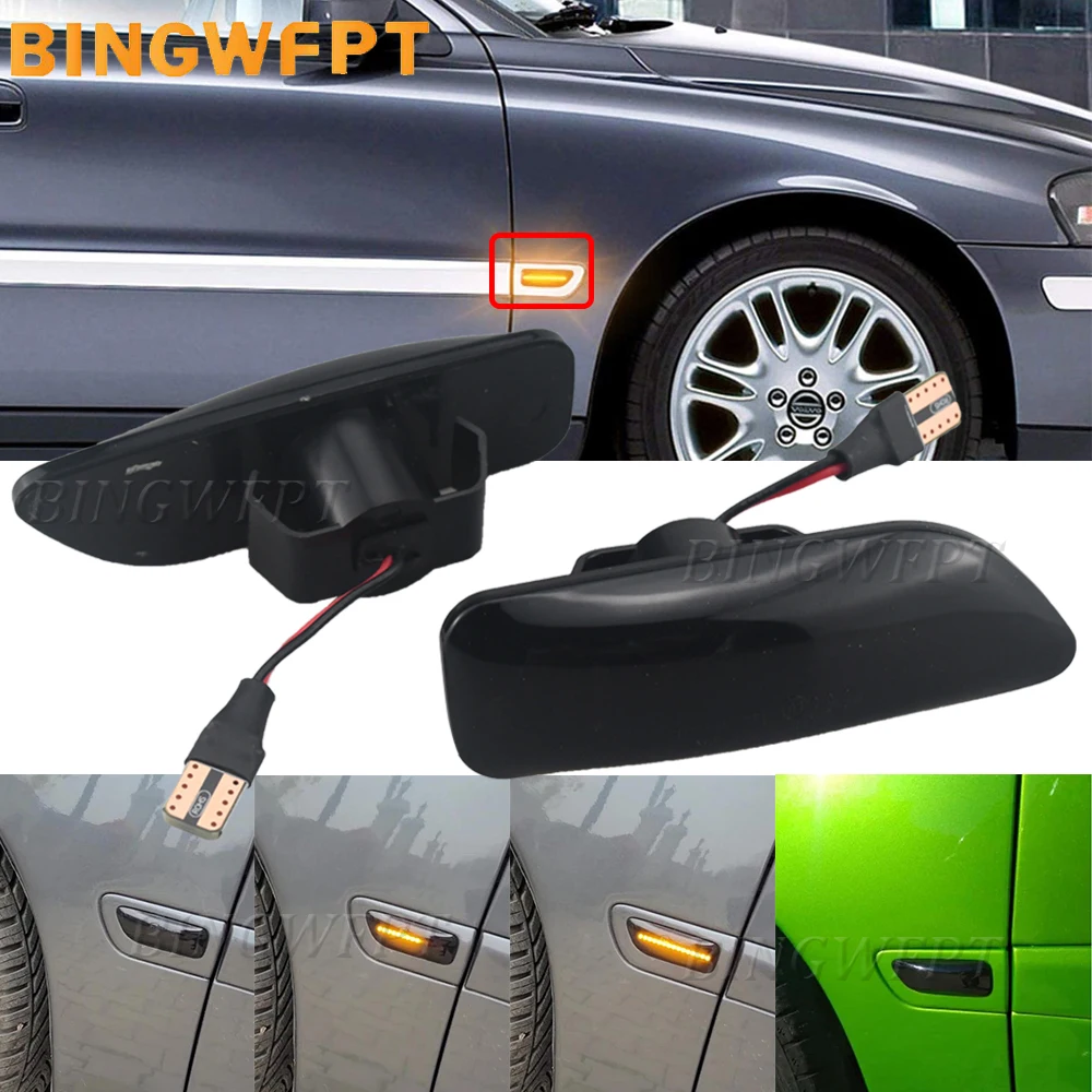 

2 шт. динамический указатель поворота, светодиодный янтарный боковой габаритный поворотник для Volvo S60 V70 XC90 S80 XC70 2000 2001 2002 2003 2004 2005 2006