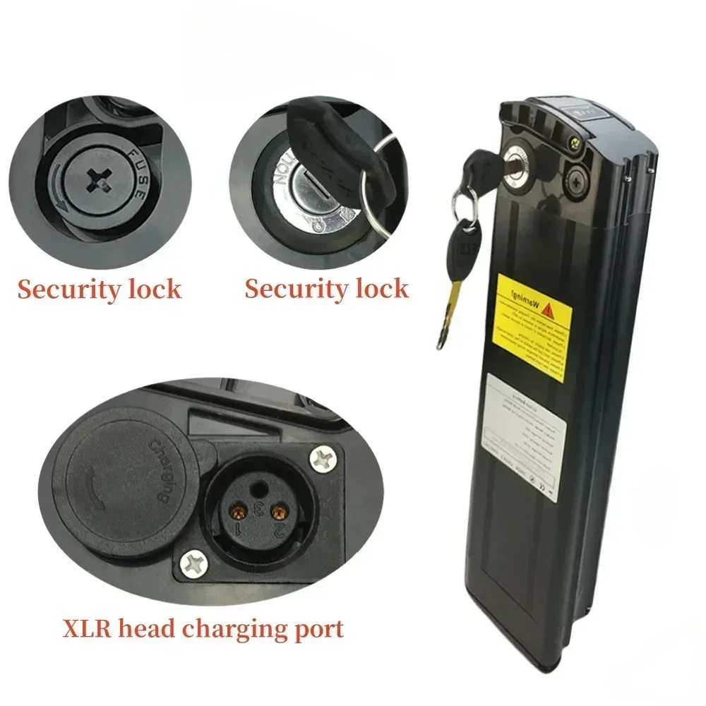 30000mAh 48V Lithium ion Battery Pack 18650 30Ah for Silver Fish Style ,with Aluminum Case Anti-theft Lock