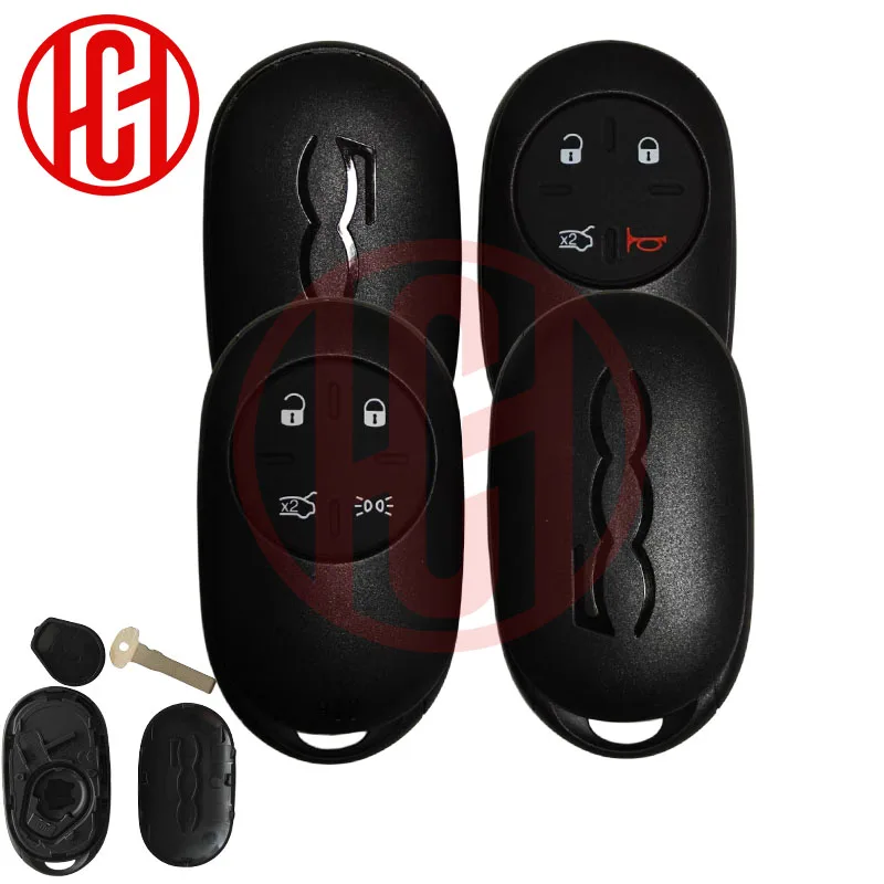 

Высококачественный сменный корпус ключа-брелока с 4 кнопками для Fiat 500 500e, новый корпус ключа и необработанный лезвие