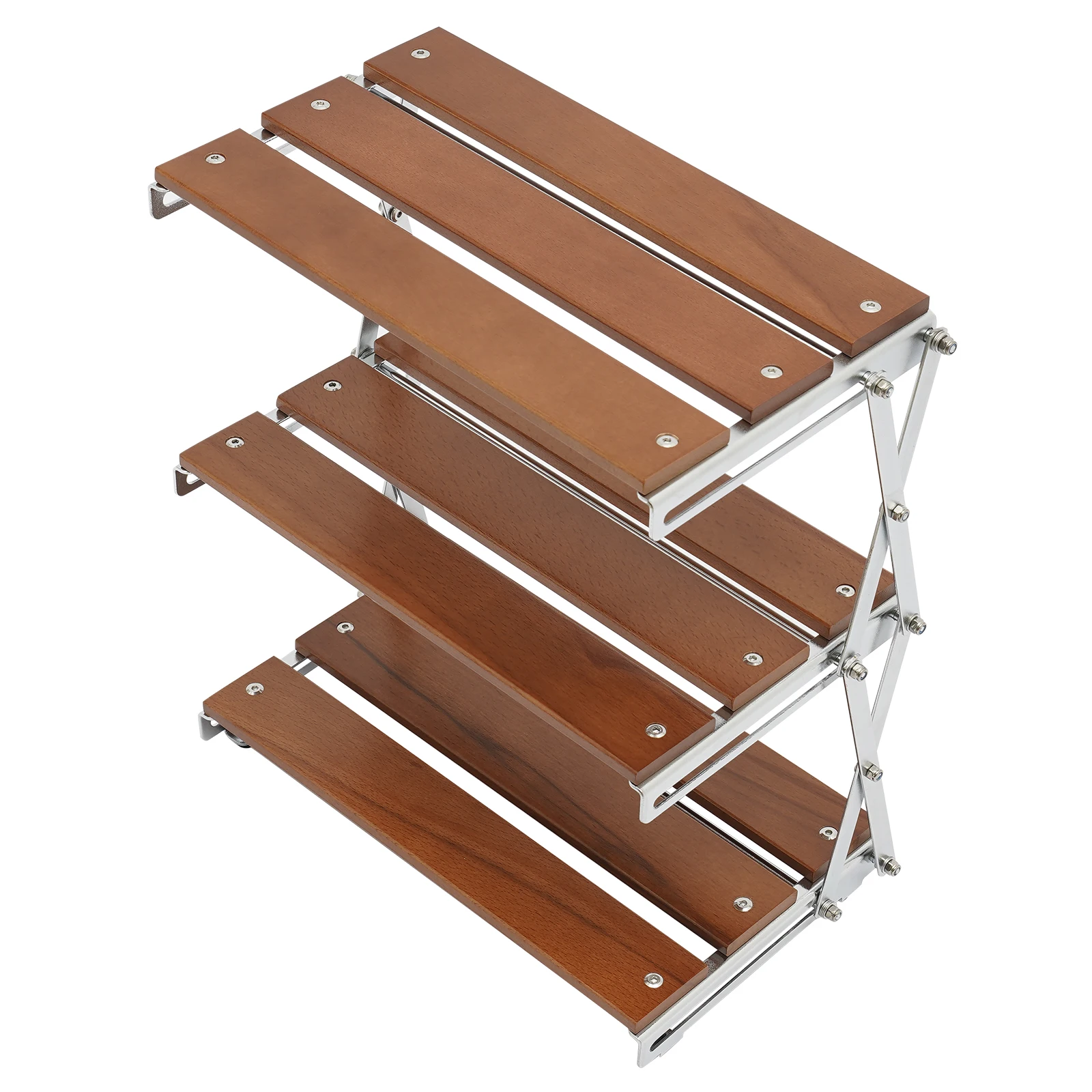 طاولة عربة شواء محمولة، تصميم قابل للطي، إطار من الخشب والكربون الصلب، مقاومة للصدأ، وسادات مضادة للانزلاق، سعة 22.05 رطل، سهلة #4