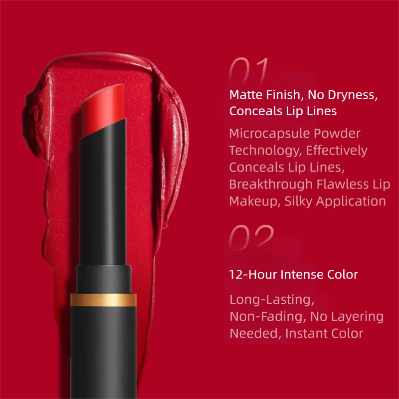 MAC Black Wand Slim Tube Lipstick, Long‑Lasting Soft Matte Velvet Lip Makeup, Shades #889 #892 #893