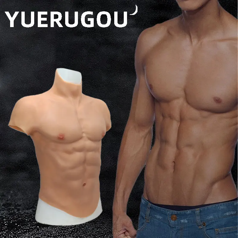 Realistic Silicone Male Muscle Suit for Cosplay Simulation Strong Figure Artificial Sturdy Chest Men Crossdresser Muscle