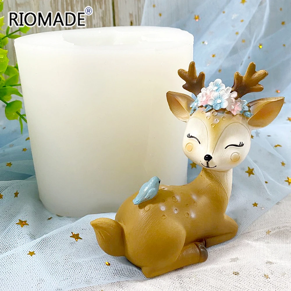 Sika Deer Silicone Mold DIY Candle Aromatherapy Plaster Resin Crafts Making Mould For Chocolate Fondant Cake Decorating Tools