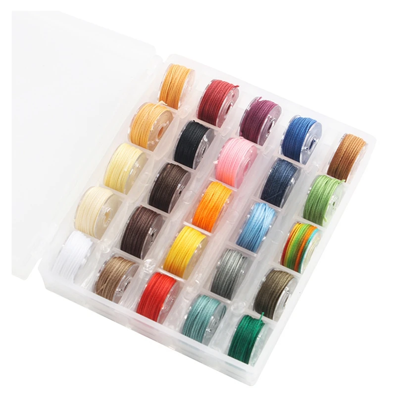 25 Colors/Wax Thread Polyester Thread Waxed Thread Box Set Woven Bracelet For Leather Craft Sewing DIY 0.45 0.55 0.65Mm Durable