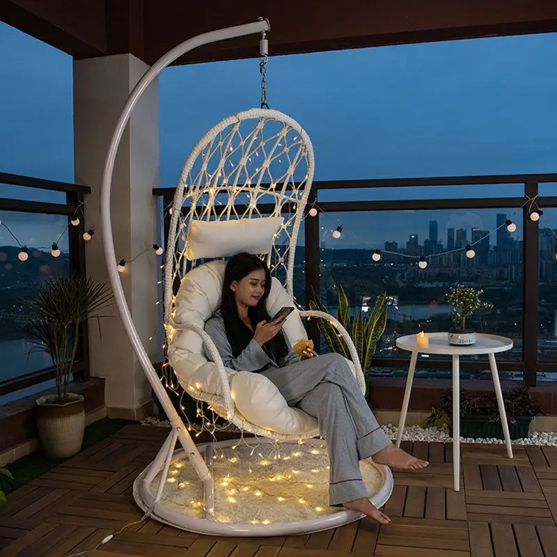 Rocking chair rattan chair, household single indoor and outdoor leisure balcony lazy chair