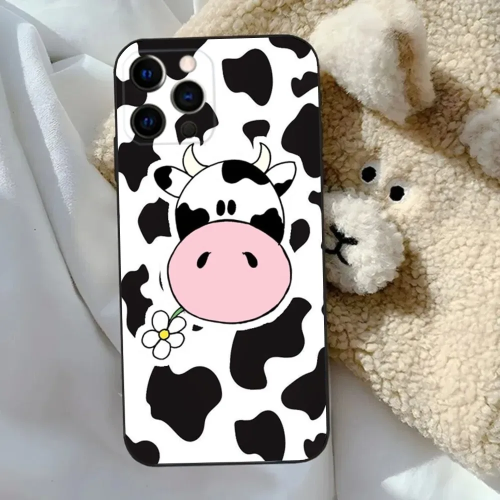 Dairy Cattle Cow Speckle Cute Cover  Phone Case For Apple iPhone 15,14,13,12,11,Pro,X,XS,Max,XR,Plus,Mini Soft Black Cover