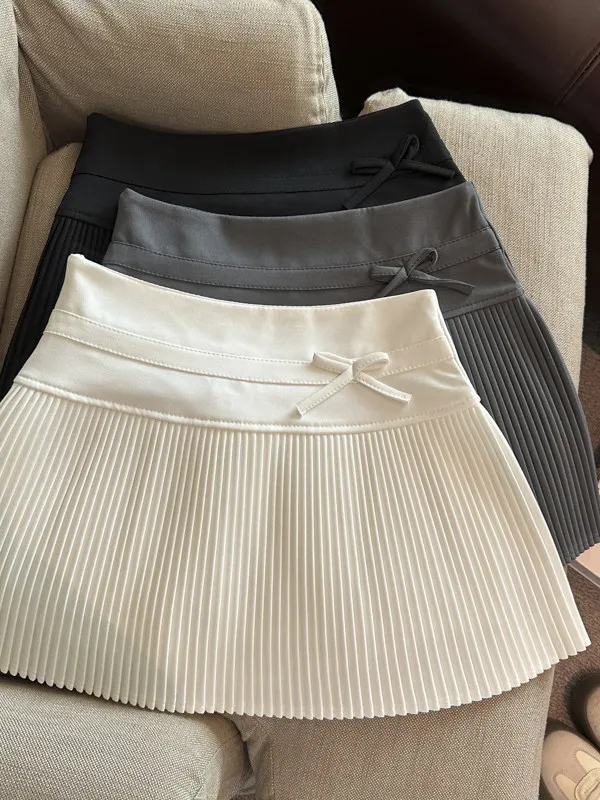 

Японская повседневная юбка-миди с узлом и складками, женская летняя универсальная юбка для работы и прогулок