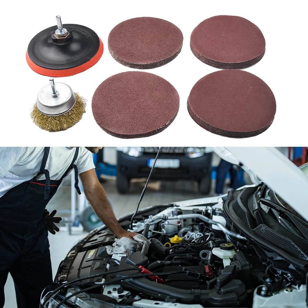 BACKING PAD Backing Pad Car Accessories WIRE DRILL BRUSH Mix Grit Drill Attachment High Quality 125mm Brand New