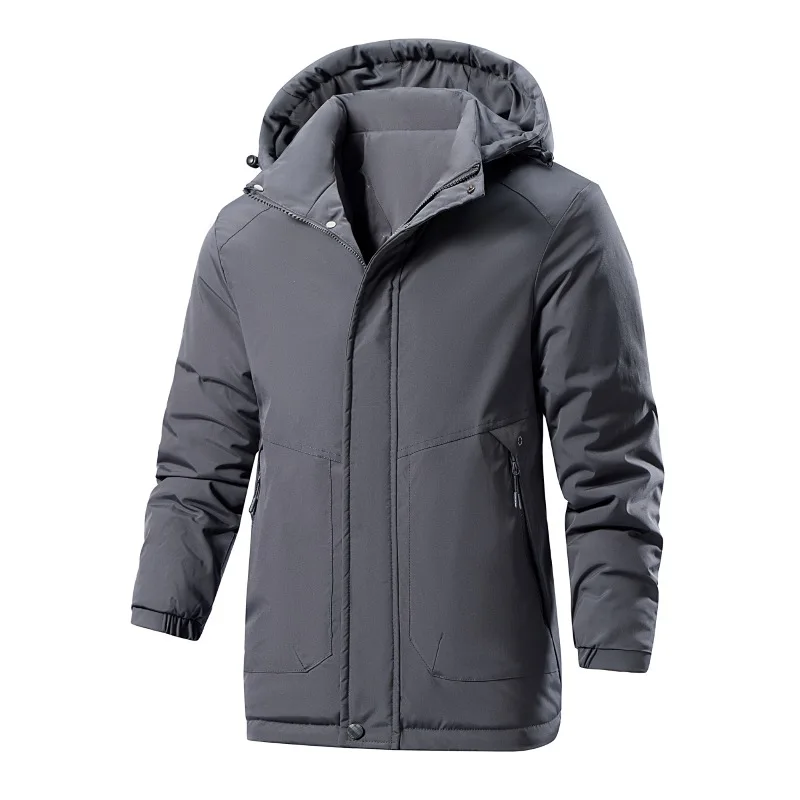

Autumn Winter Men's Waterproof Windproof Jackets Solid Detachable Hat Casual Outwear Coat Male Sports Work Jacket Windbreaker