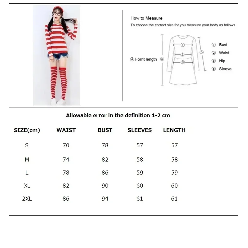 Adultos Hombres Damas Wally Wenda Waldo Disfraz de personaje Traje rojo blanco Semana del libro Vestido de lujo Incluye camisa Sombrero Gafas