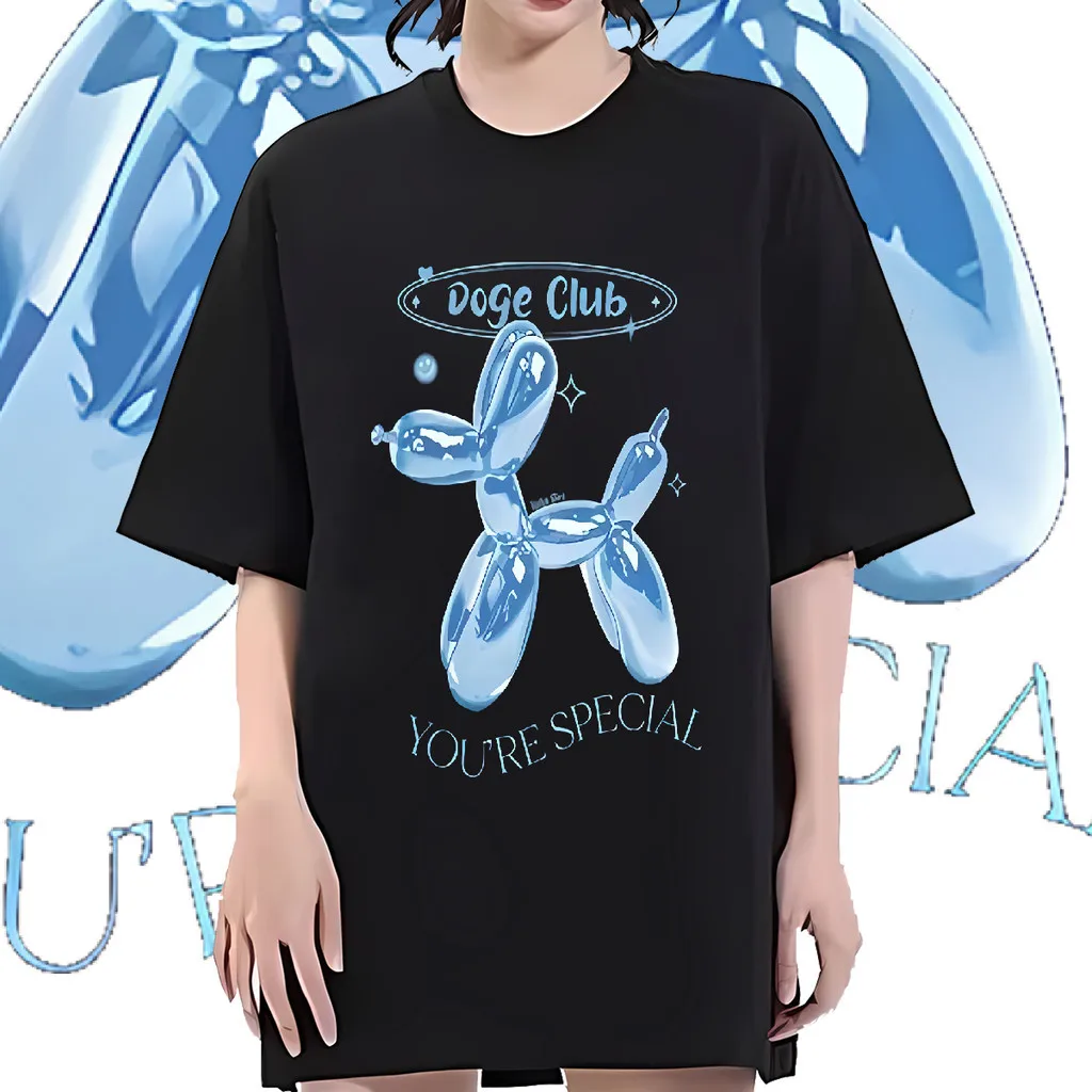 تي شيرت مطبوع بنمط قوس مضحك للجنسين ، موضة صيفية للنساء ، رقبة مستديرة ، قمصان علوية كاجوال بأكمام قصيرة ، للجنسين ، طراز كوري