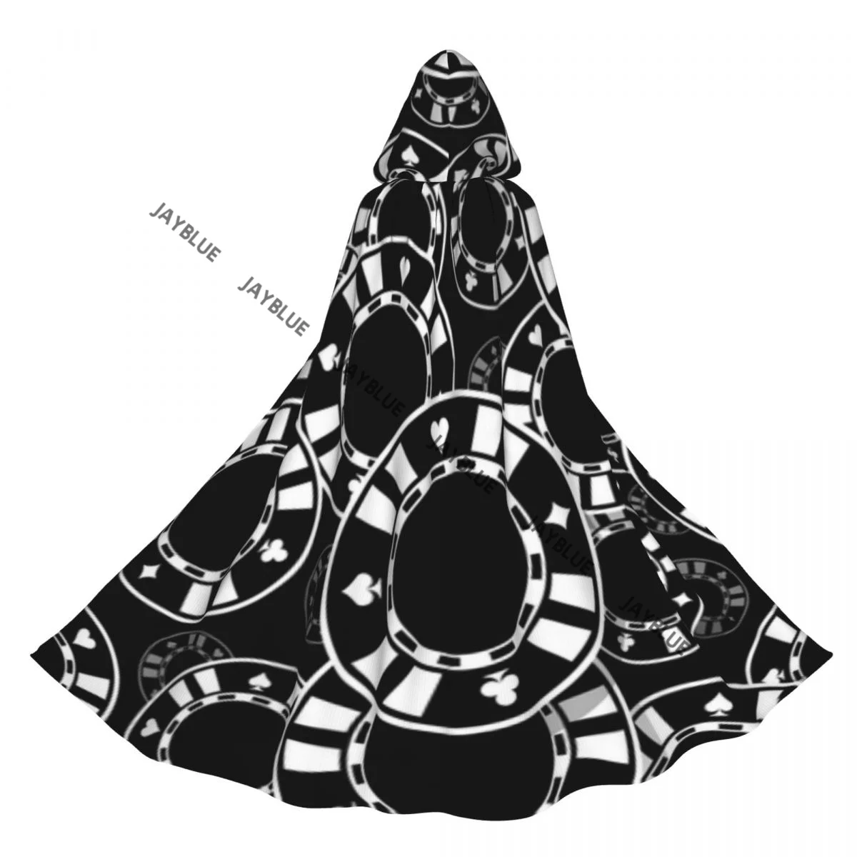 Unisex Adult Casino Poker Chips Icon Cloak with Hood Long Witch Costume Cosplay