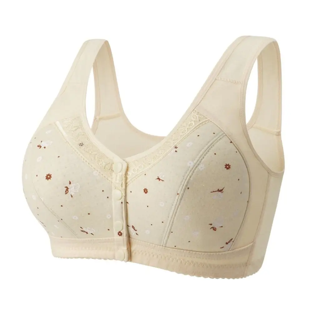 

Comfortable Floral Printed Underwear Breathable Convenient Bras for Older Women Full Cup Plus Size Tank Top Bra Elderly