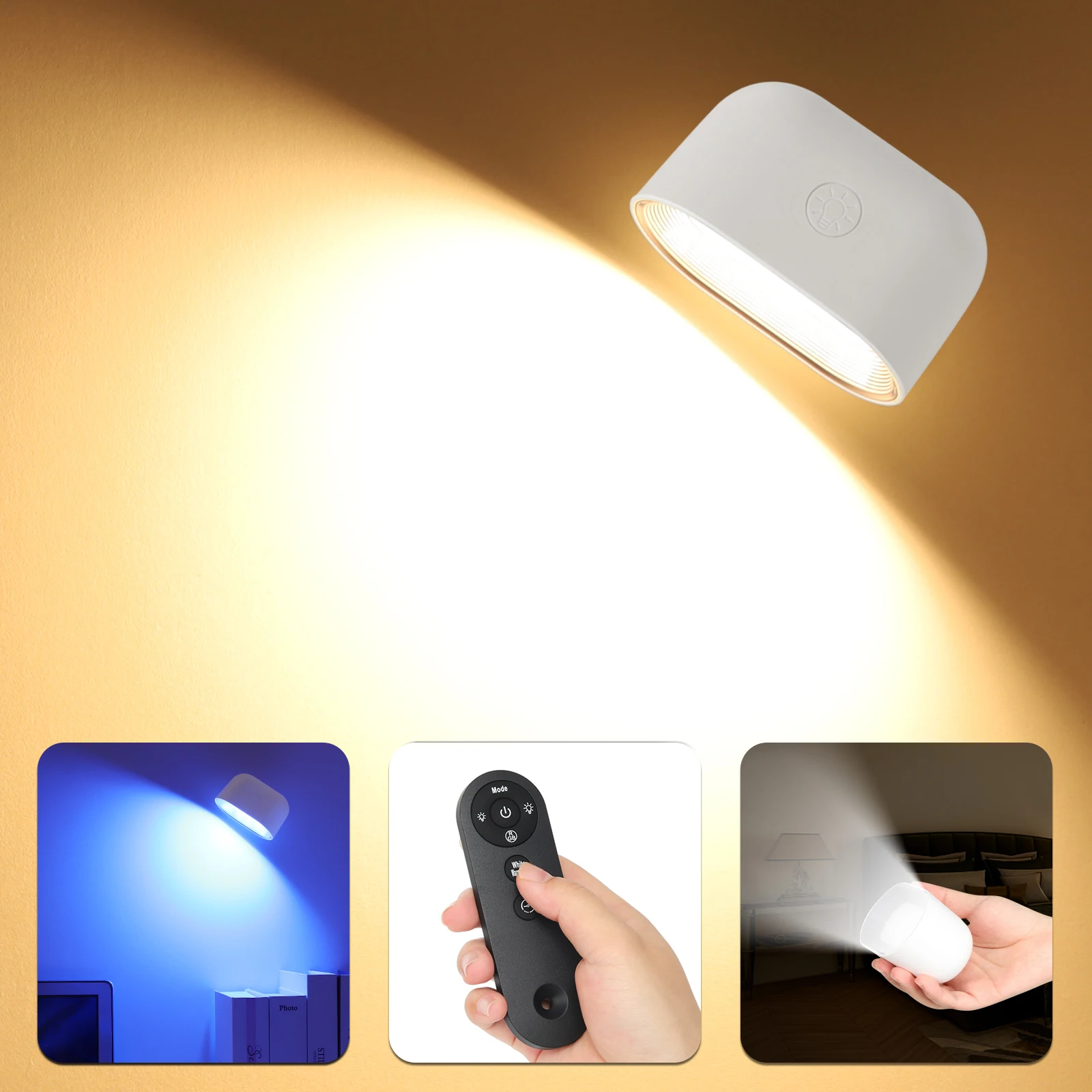 

Detachable Portable Wall Fitting Light,Rechargeable Reading Lamp,Bracket Handheld Night Light,Eye Protection Colorful Lighting