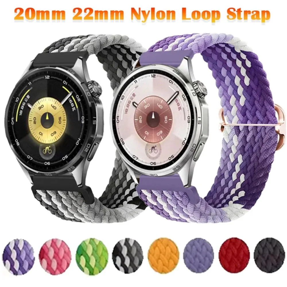 20/22 mm geflochtenes Nylonarmband für Huawei Watch 5 4/GT6-5-3 Pro 46 mm elastisches Armband Band Huawei Watch GT6-5-4-3 46 mm Zubehör