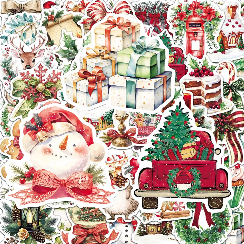 

10/30/50pcs Vintage Aesthetic Christmas Graffiti Stickers Cute Cartoon Decals for Notebook Suitcase Laptop Car Sticker Kids Toys