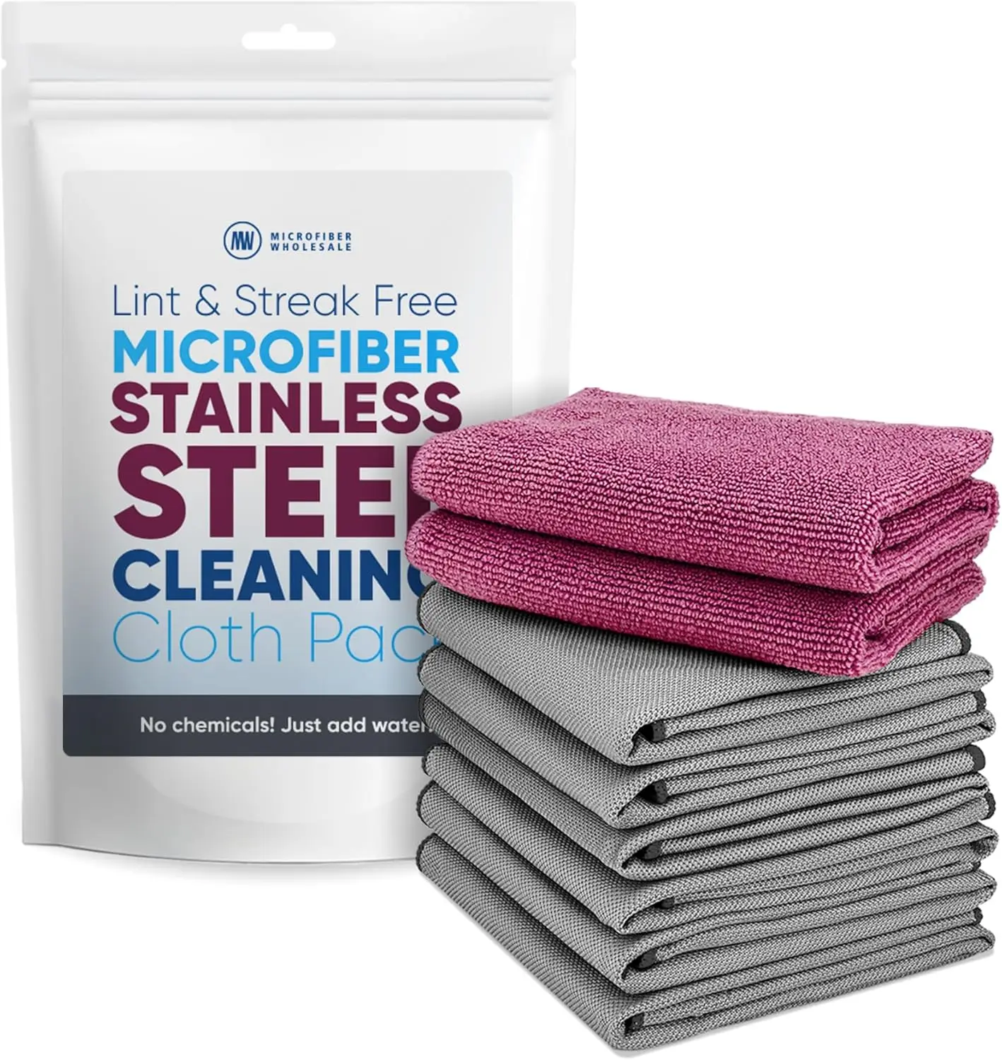 

Stainless Steel Cleaner Cloth 8-Pack – Microfiber Cloths for Appliances, Sinks & Fridge, Lint-Free Streak-Free Reusable