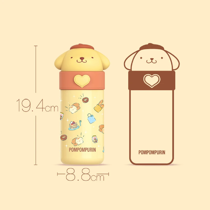 X&W Thermo Bottle for Sanrio Kuromi Cartoon Cup 316 Stainless Steel Insulated Cup 350ml Vacuum Flasks with Portable Handle