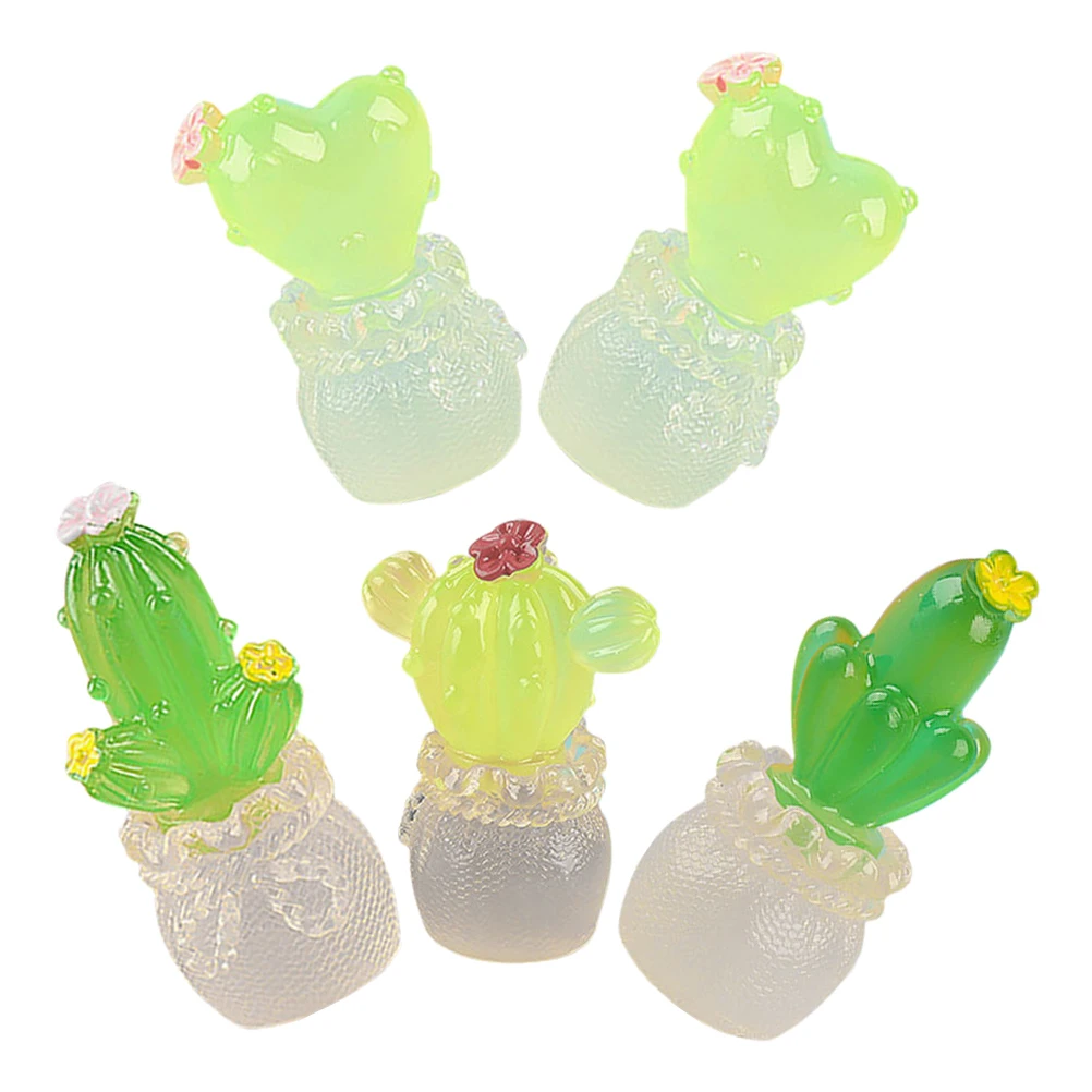 

5pcs Miniature Cactus Resin Figurines Home Office Decor Living Room Bedroom Car Garden Ornament Crafts Desktop Shelf Cabinet