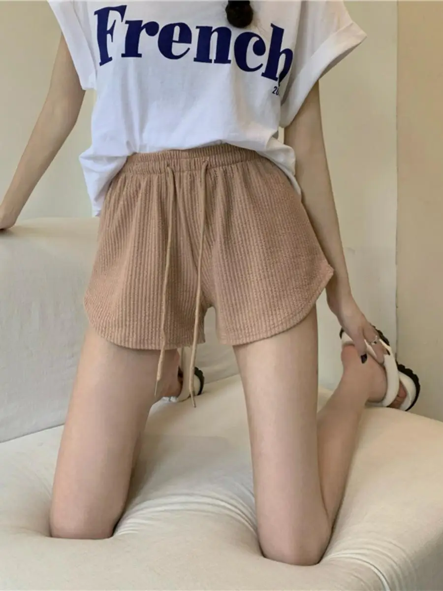High Waist Wide Leg Short Pants Women's Fitness Running Shorts Summer Thin Loose Casual plus Size Student Sports Thermal