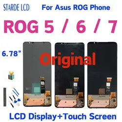 Conjunto digitador de tela sensível ao toque para telefone asus rog, display lcd, original, telefone ROG 5, ROG 6, ROG 7, 6,78