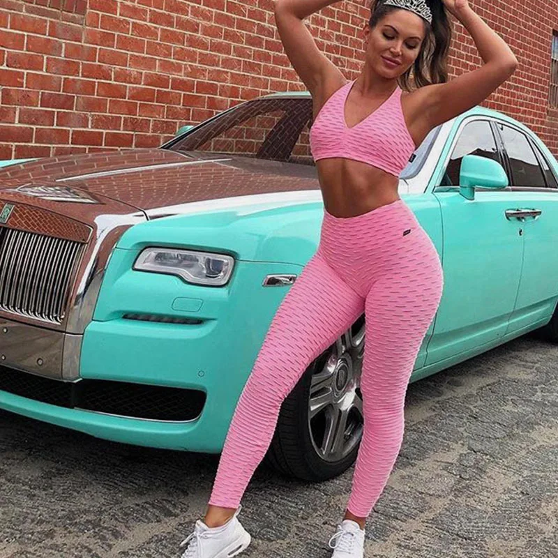 

women Seamless Elastic Bubble Pants Sexy Slim Tights Outdoor Jogging Walking High Waist Hip Liftting Fashion Yoga Leggings